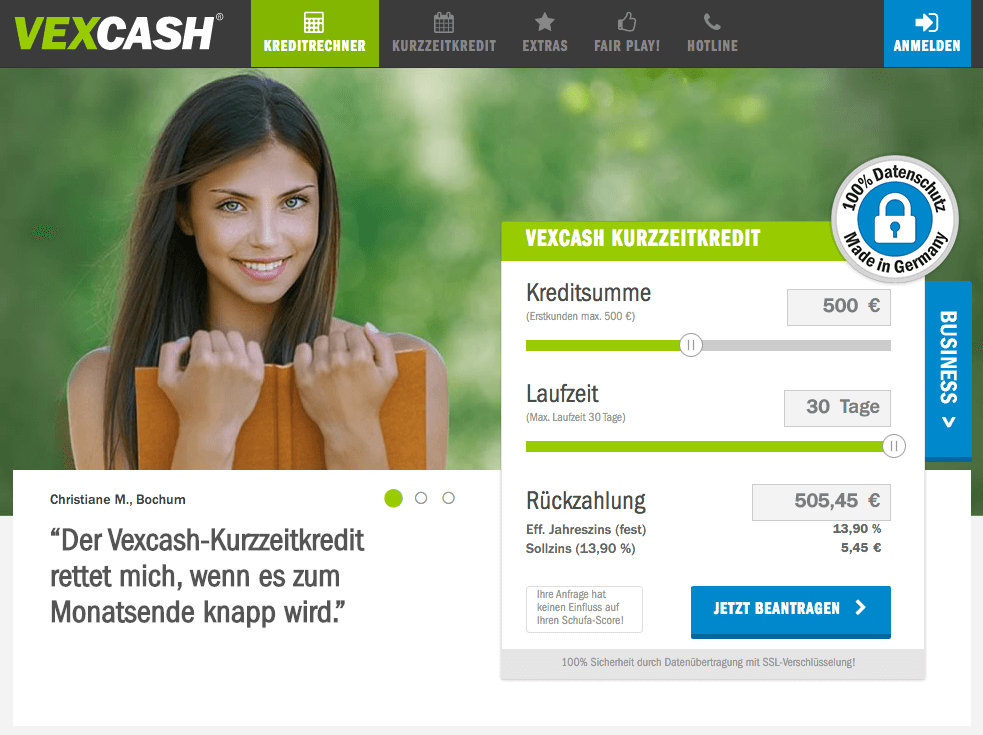 Vexcash Webseite