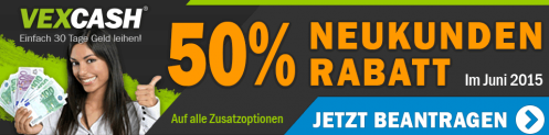 50% Neukundenrabat bei Vexcash